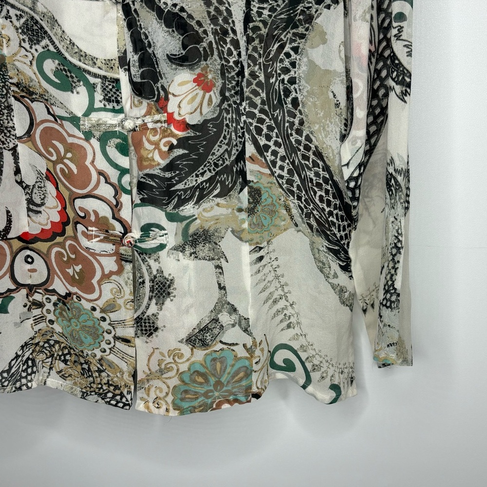 Silk Dragon Button Up Blouse- Very Rare! - image 4